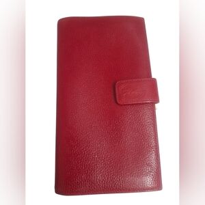 Longchamp Vintage Red Leather Kisslock Wallet